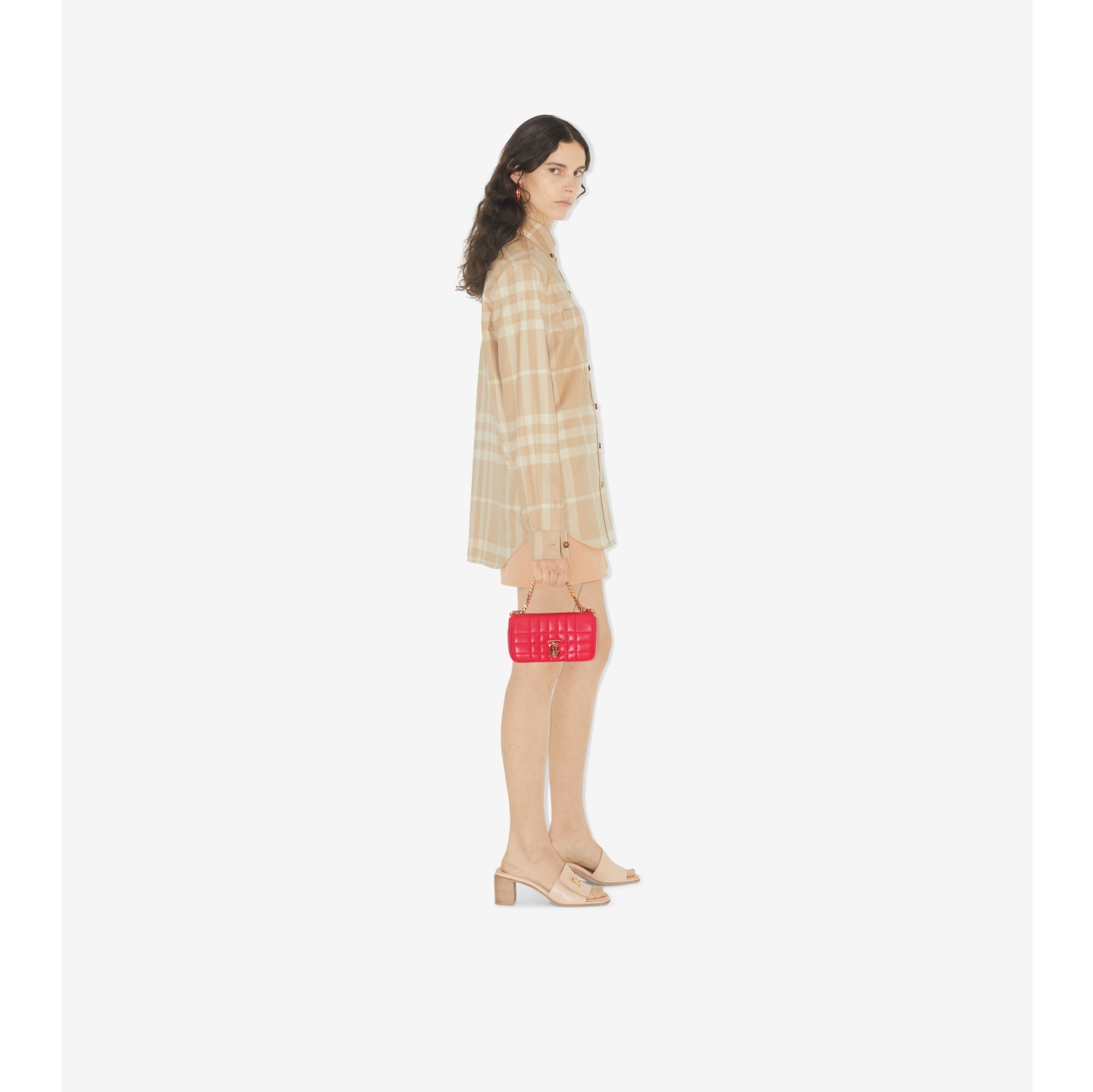 Button-down Collar Check Cotton Shirt in Soft Fawn - Women | Burberry® Official