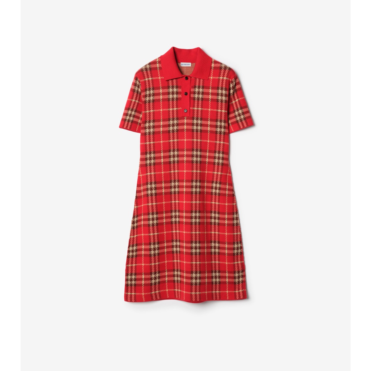  Check Wool Cotton Polo Shirt Dress