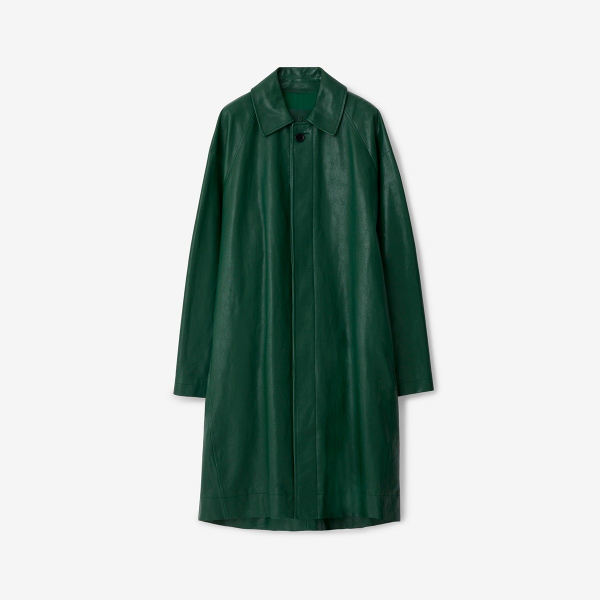 Shop Burberry Long Leather Car Coat In Ivy