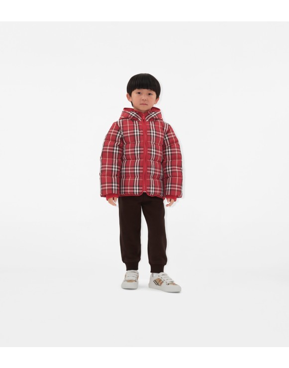 Check Nylon Puffer Jacket