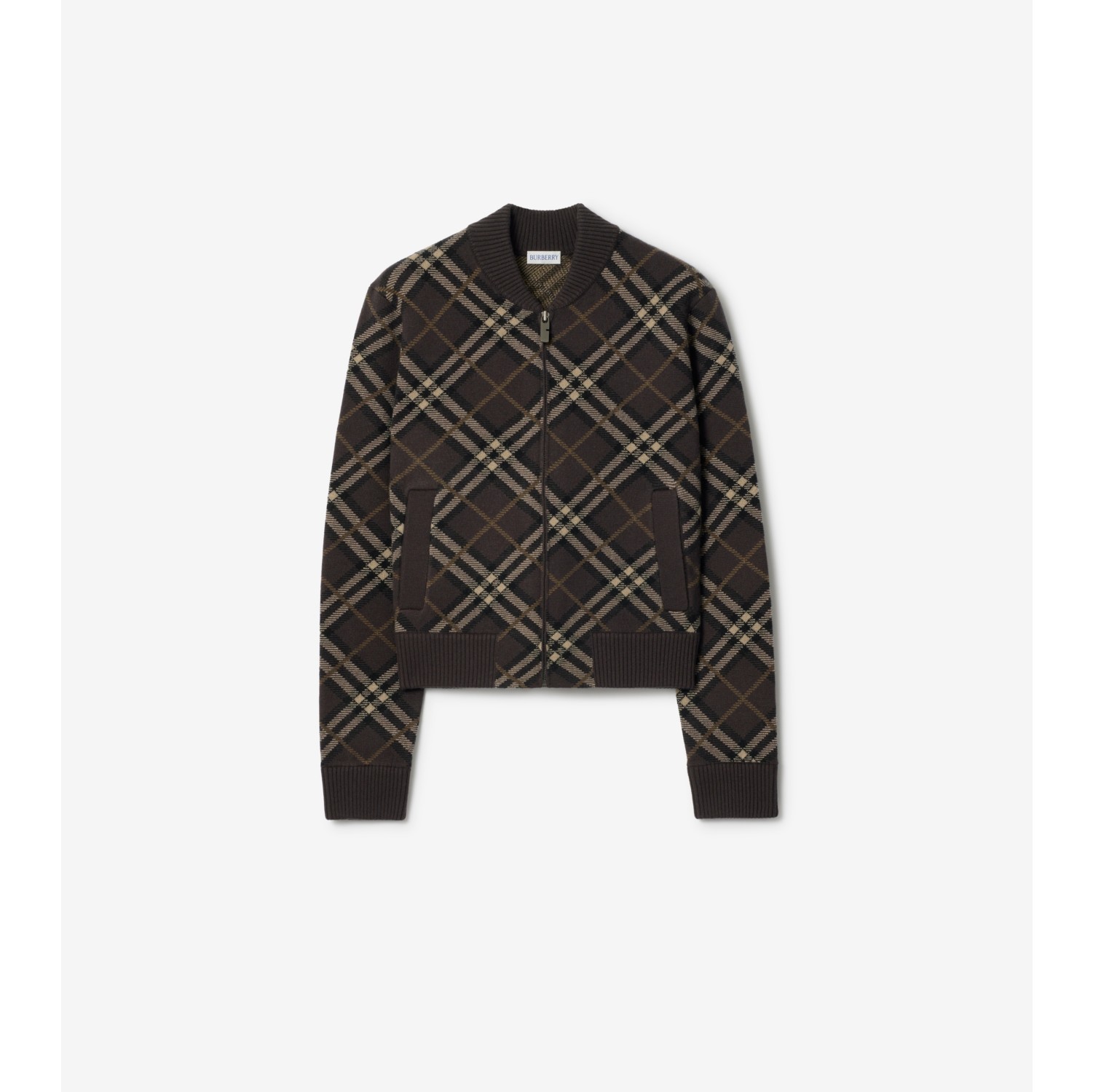 Check Wool Cashmere Bomber Jacket