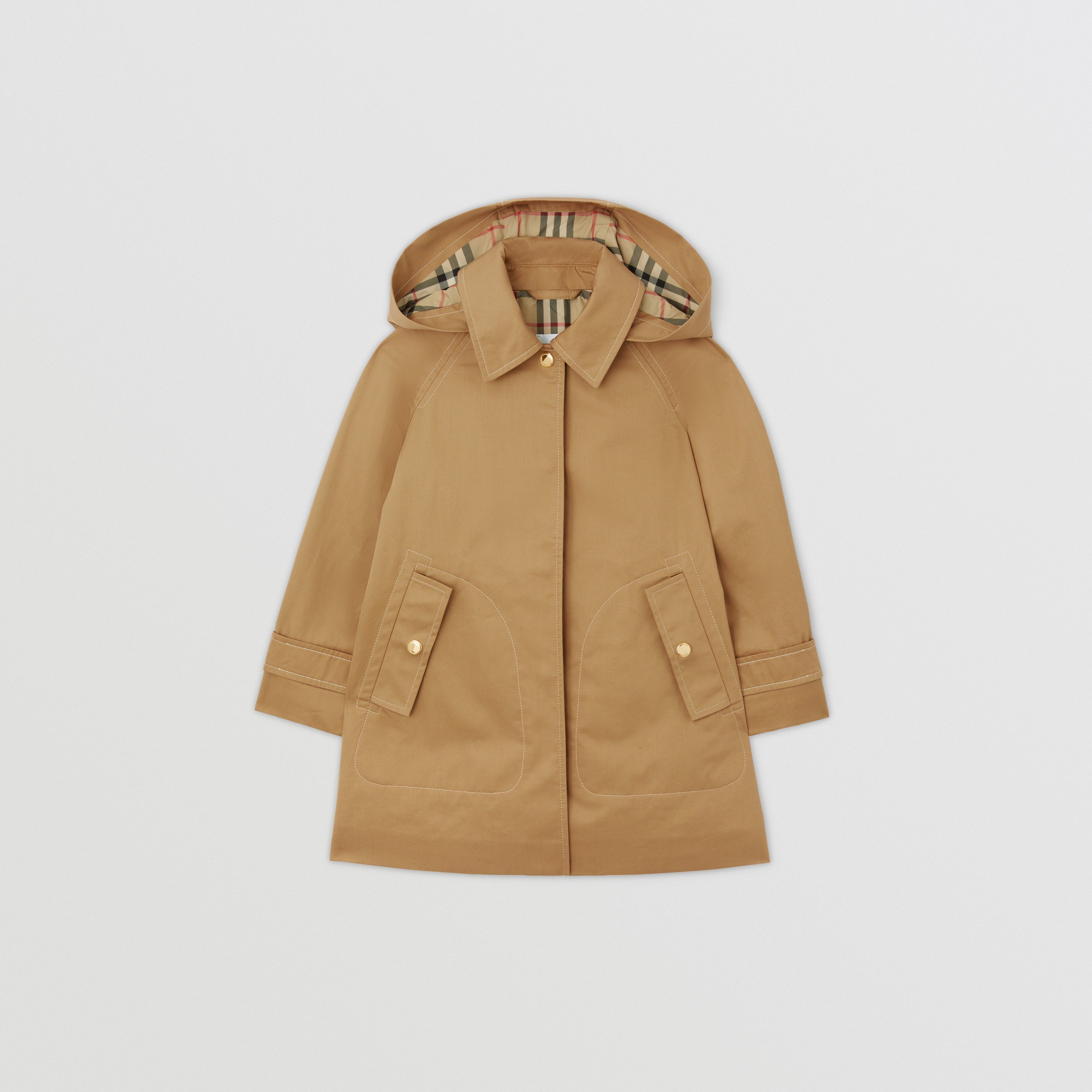 Detachable Hood Cotton Twill Car Coat in Archive Biege | Burberry® Official - 1