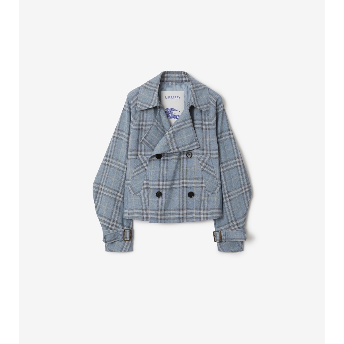 Shop Burberry Check Silk Blend Trench Jacket In Gale