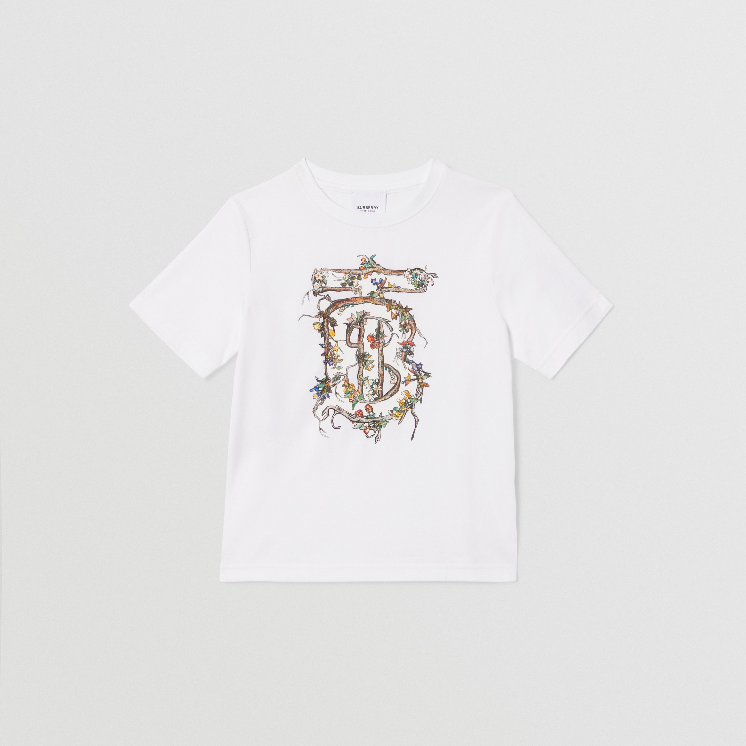 Camiseta em algodão com estampa de monograma (Branco) - Crianças | Burberry® oficial - 1