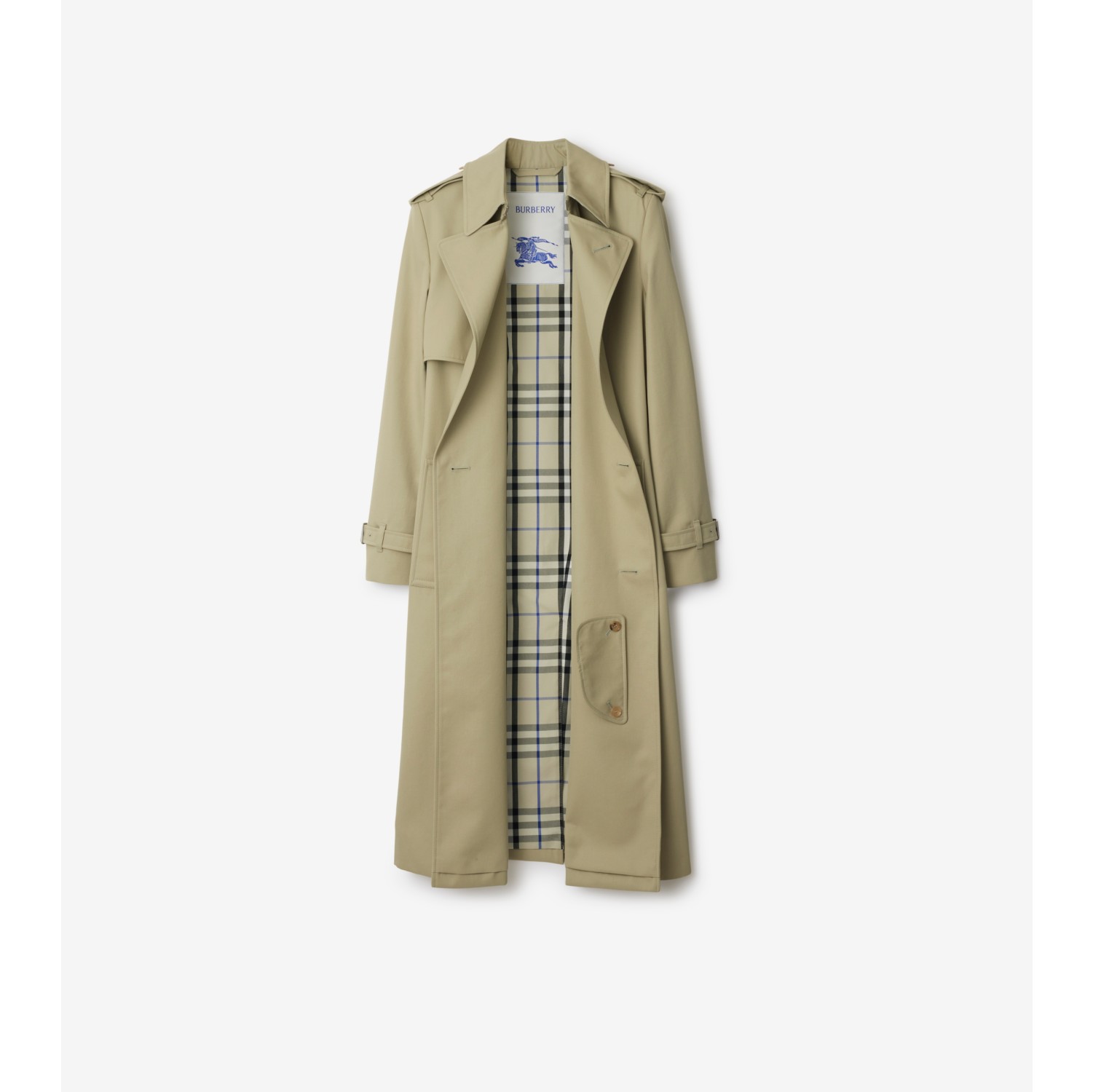 Long Cotton Blend Trench Coat