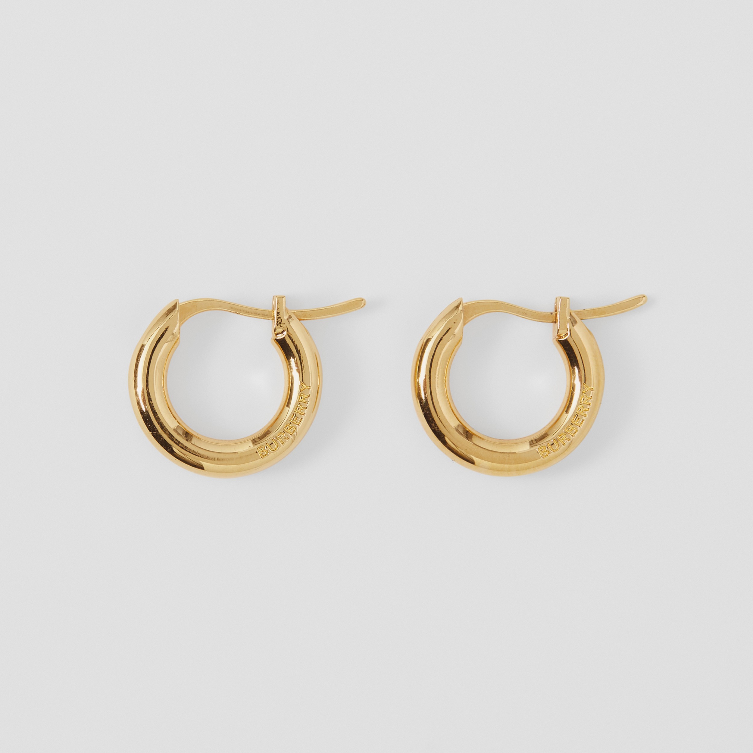 Logo Detail Gold-Plated Hoop Earrings in Light - Women | Burberry® Official - 1