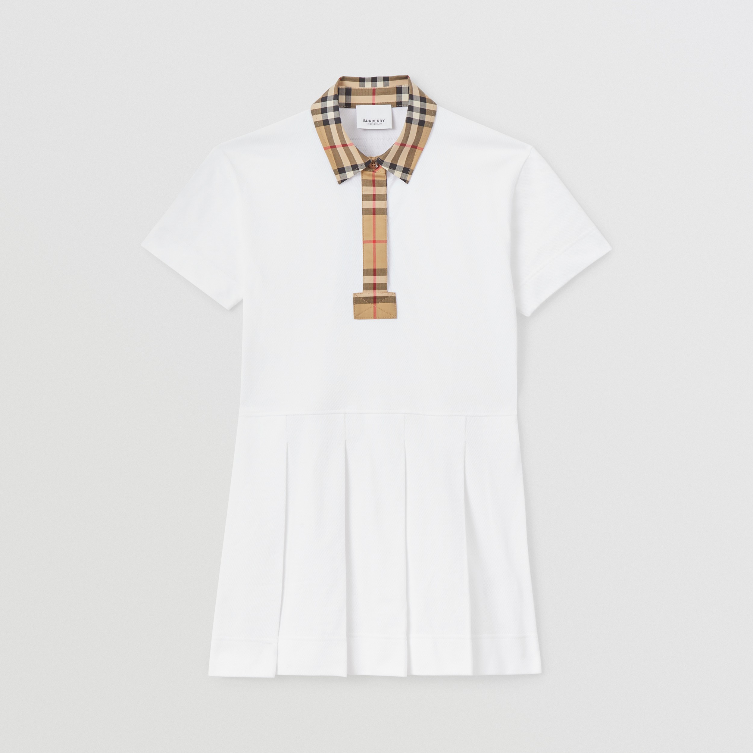 ヴィンテージチェックトリム コットンピケ ポロシャツドレス (ホワイト) | Burberry®公式サイト - 1