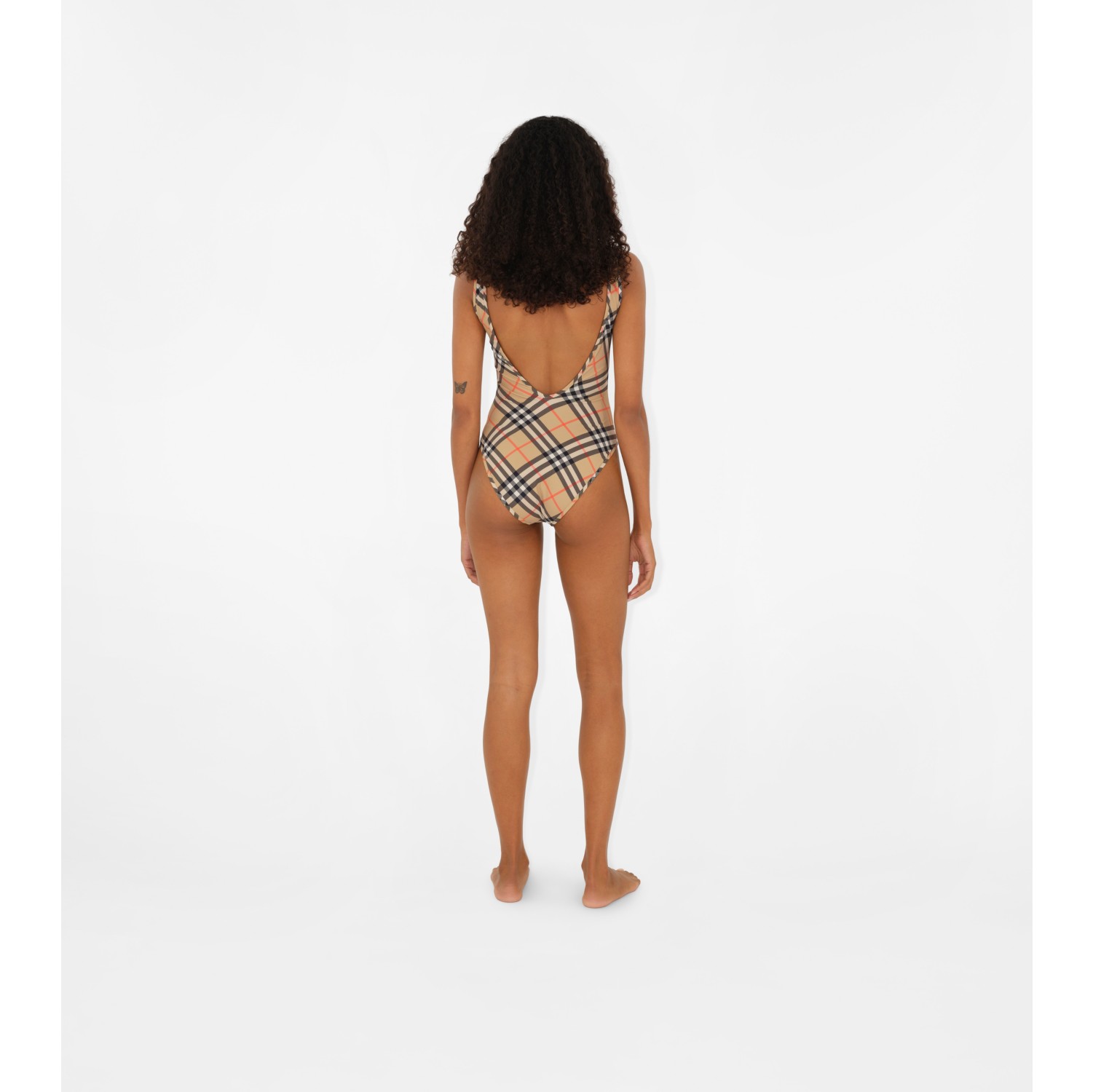 Check Swimsuit in Sand Women Nylon Burberry Official