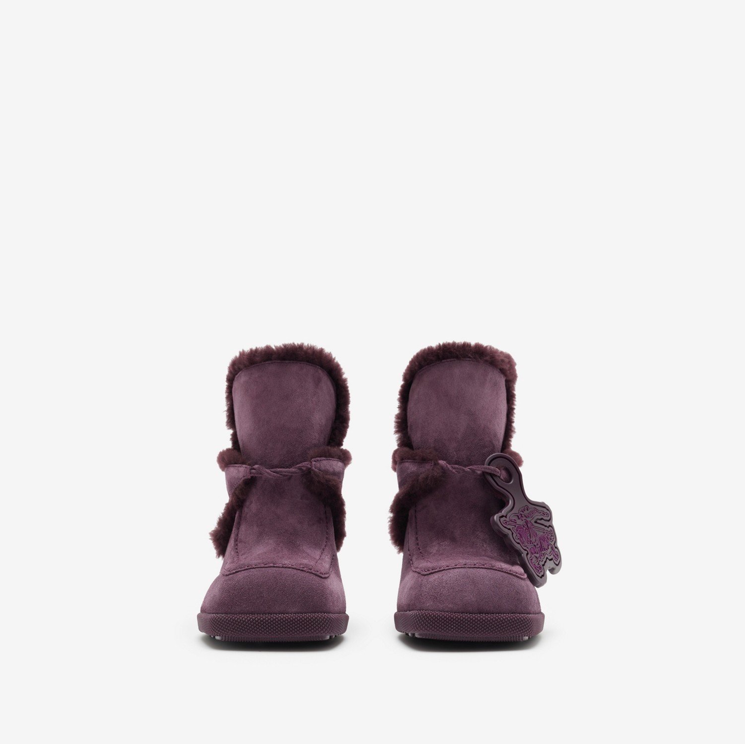 麂皮拼毛羊皮 Highland 穆勒鞋 (紫红色) - 女士 | Burberry® 博柏利官网