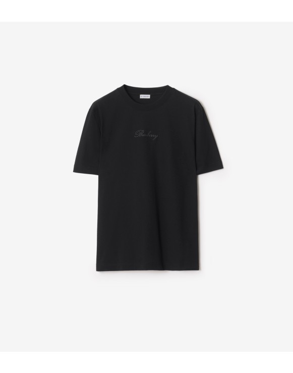 Check Cursive Logo Cotton T-shirt