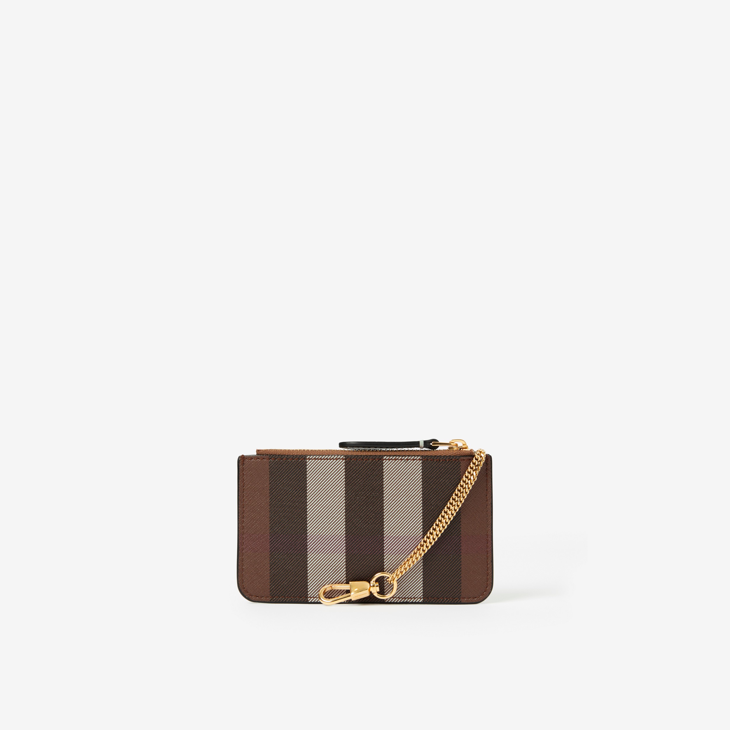Exaggerated Check Coin Case with Strap in Dark Birch Brown - Women | Burberry® Official - 3