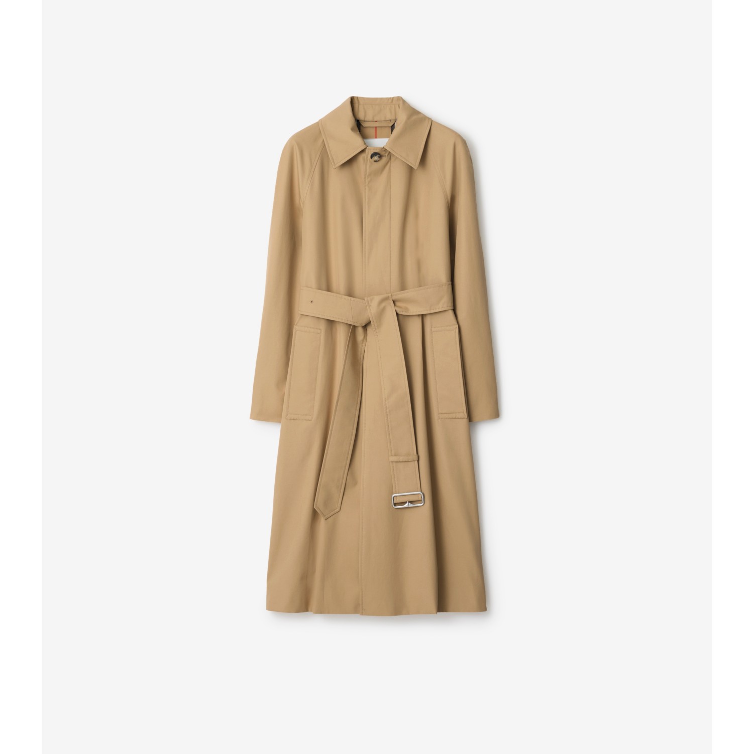 Long Gabardine Car Coat in Flax - Women, Cotton | Burberry® Official