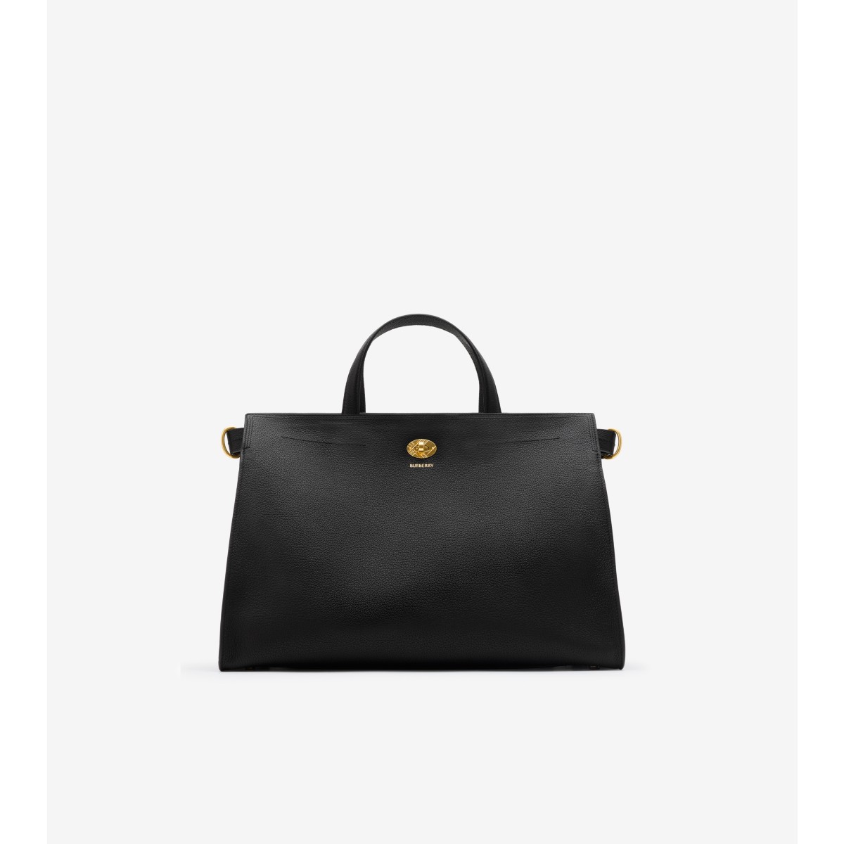 Burberry Mini Cotswold Grained Leather Top Handle Bag In Black