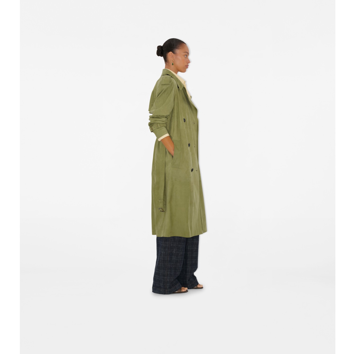 Long Nubuck Castleford Trench Coat in Wreath - Women, Leather | Burberry® Official