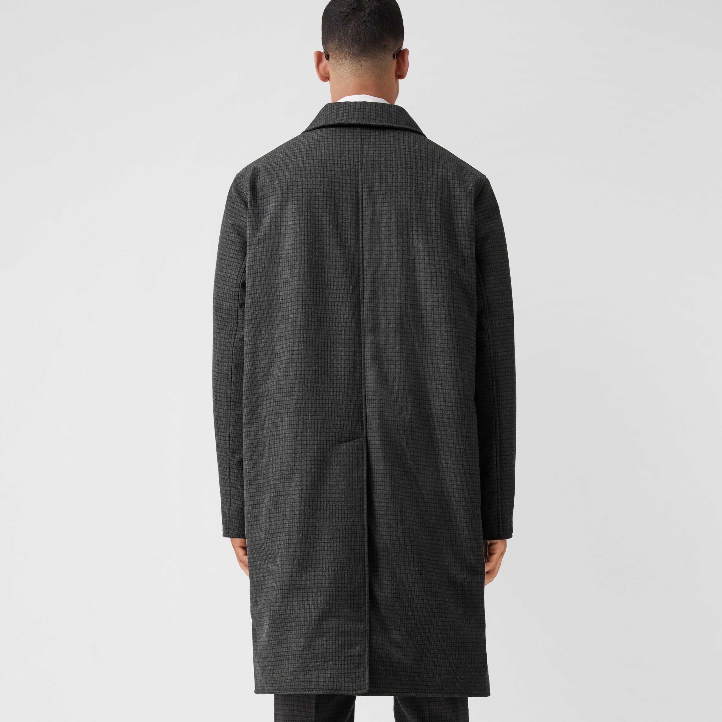 Micro Check Wool Car Coat in Charcoal - Men | Burberry® Official - 3