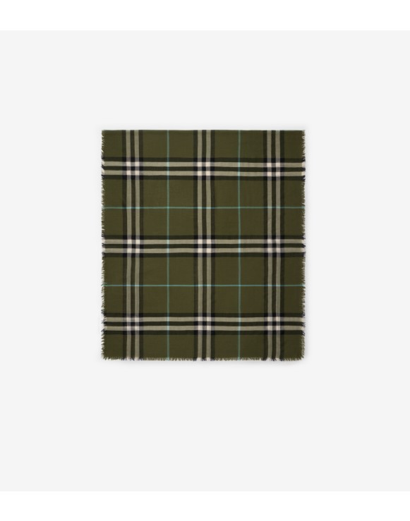 Wide Check Wool Scarf