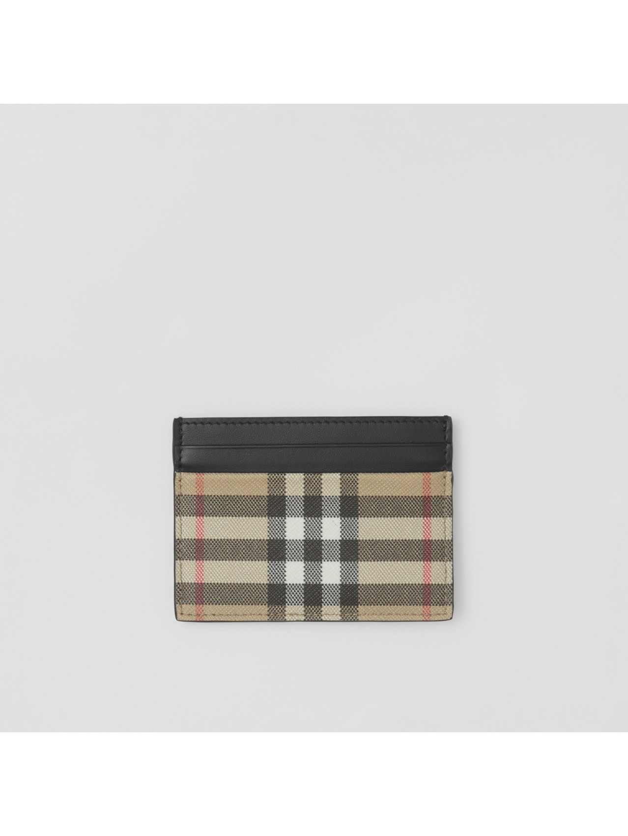 Burberry Icon Stripe Print Grainy Leather Card Case, Black