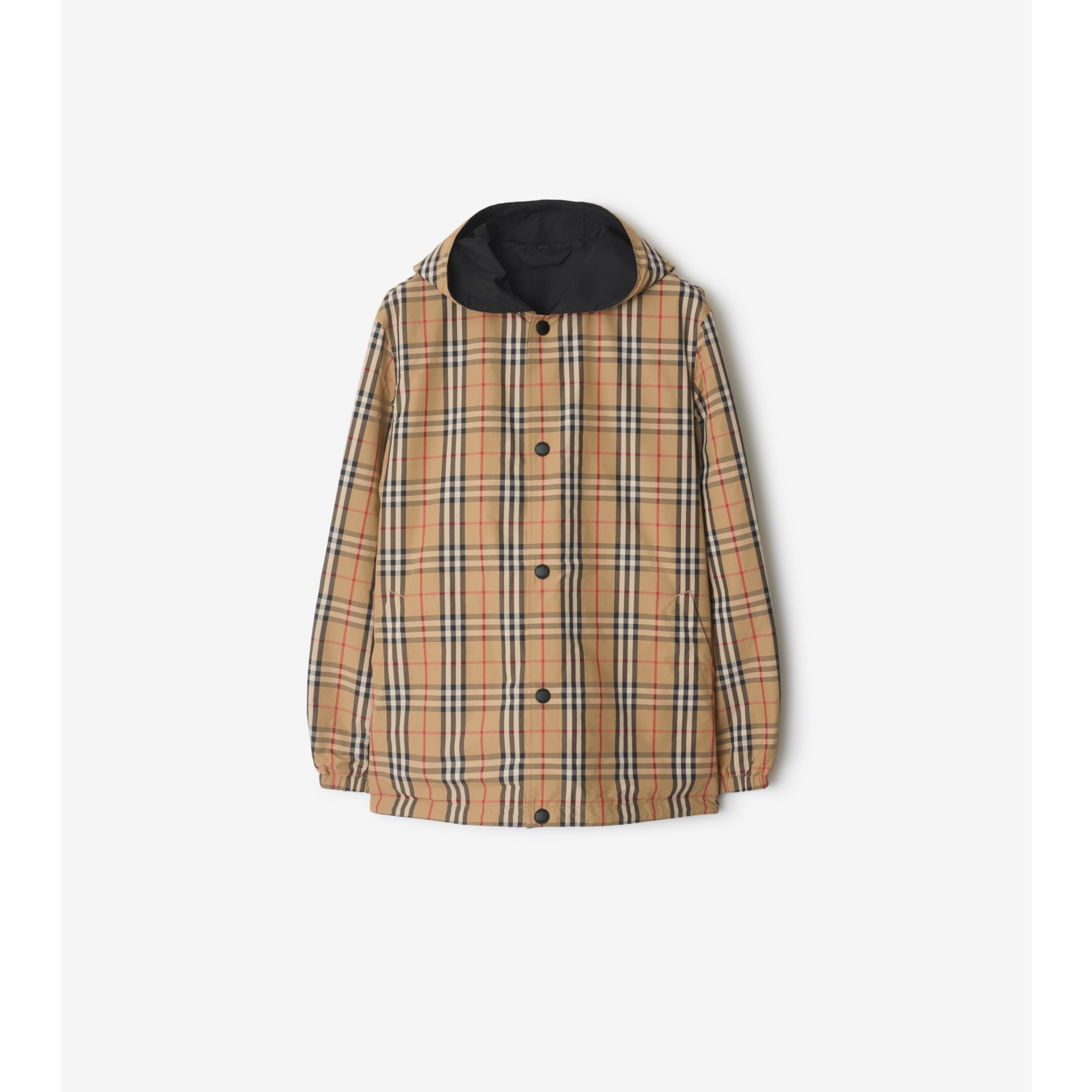 Veste réversible à capuche en nylon Check