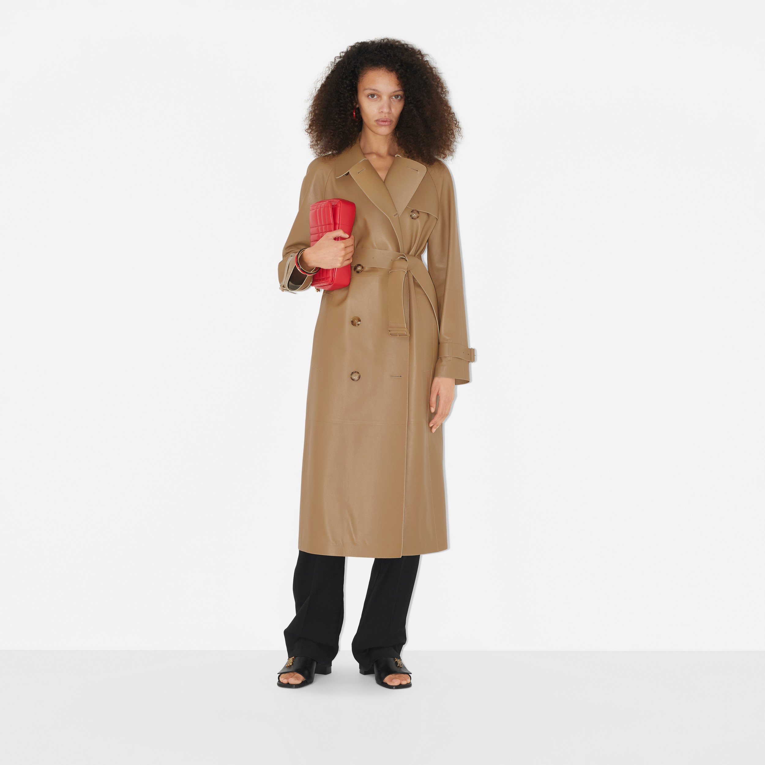 Leather Waterloo Trench Coat in Camel - Women | Burberry® Official - 2