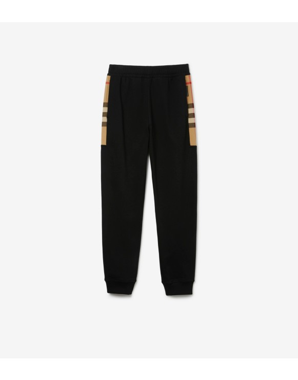 Check Panel Cotton Jogging Pants