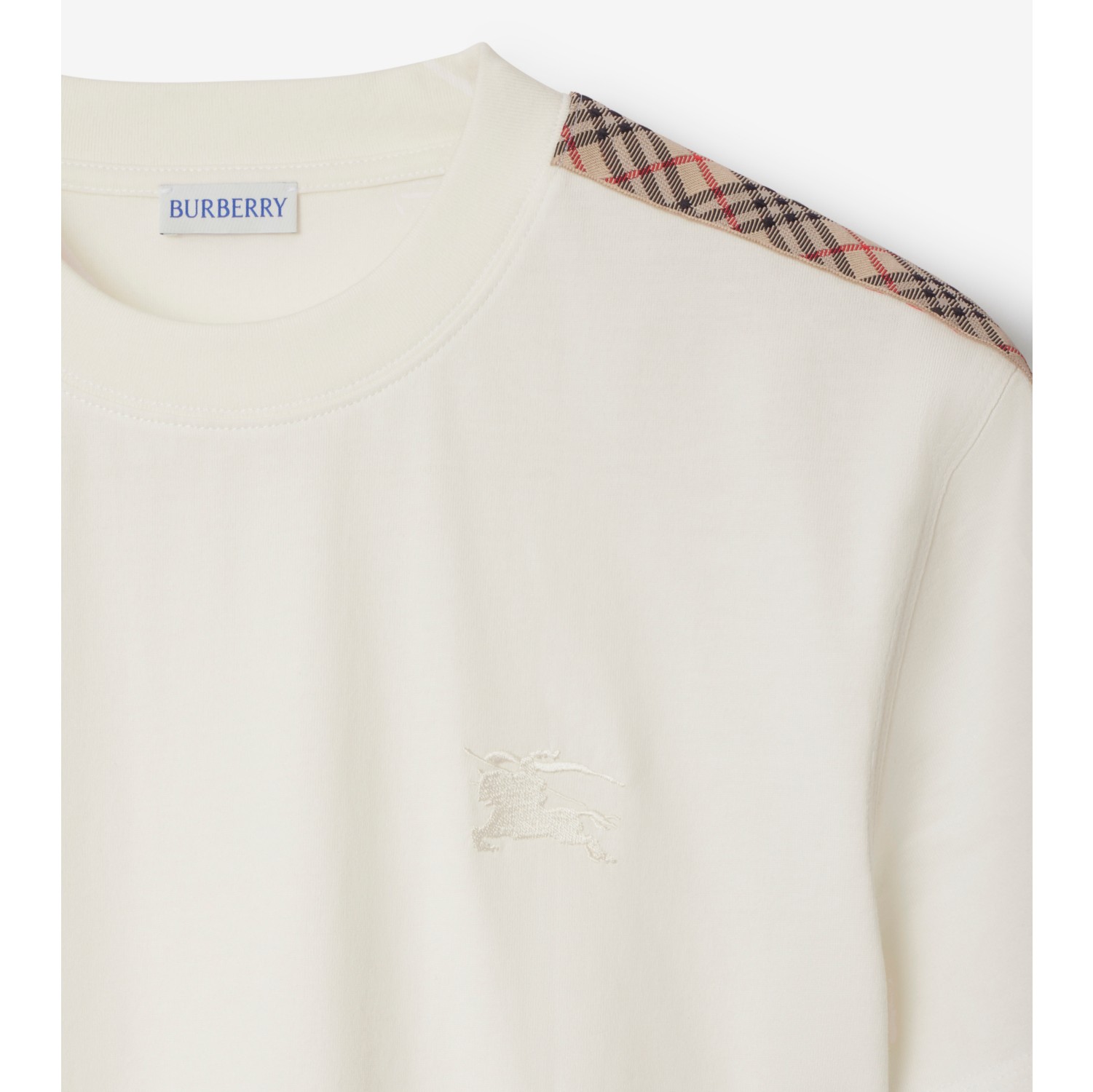 Check Trim Cotton T-shirt