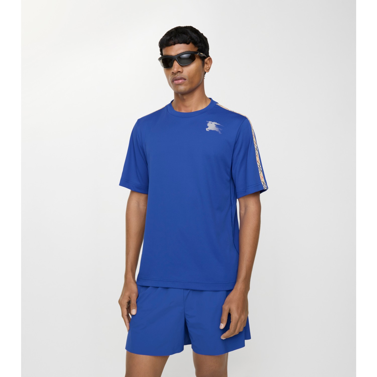 T-shirt in jersey con finiture Check