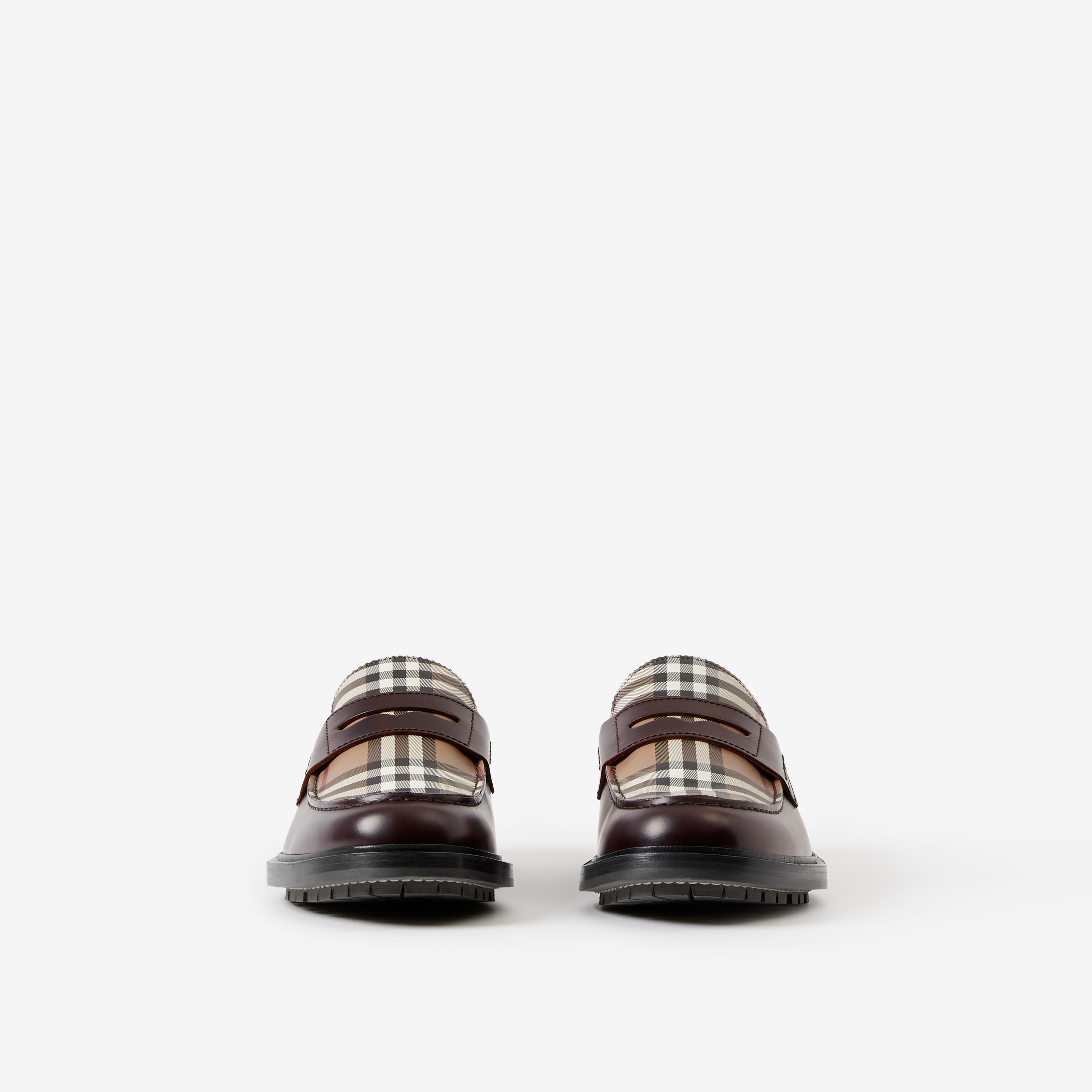 Vintage Check Panel Leather Loafers in Conker Melange - Men | Burberry® Official - 2