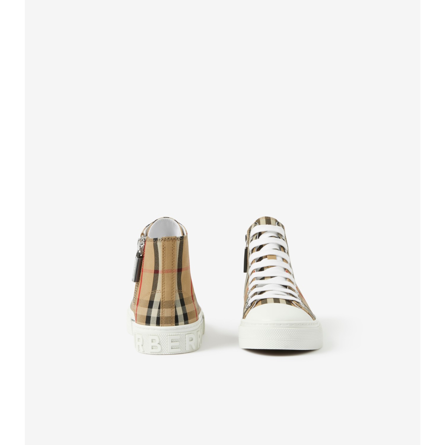 Check Cotton High-top Sneakers in Archive beige - Children | Burberry®  Official