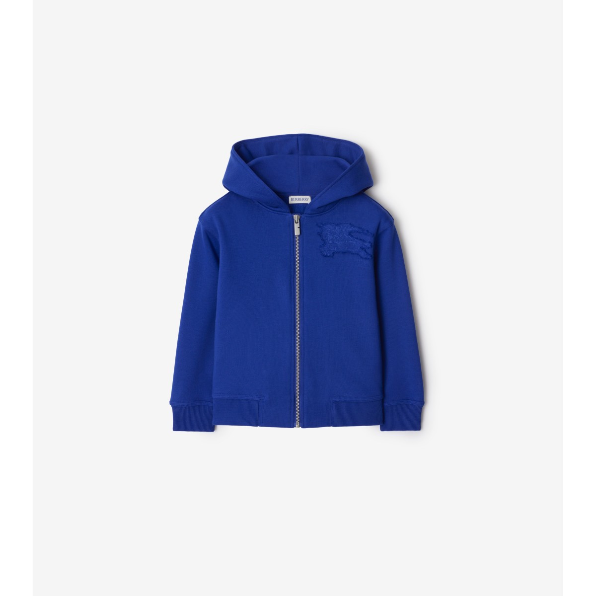 Shop Burberry Childrens Ekd Cotton Zip Hoodie In Knight