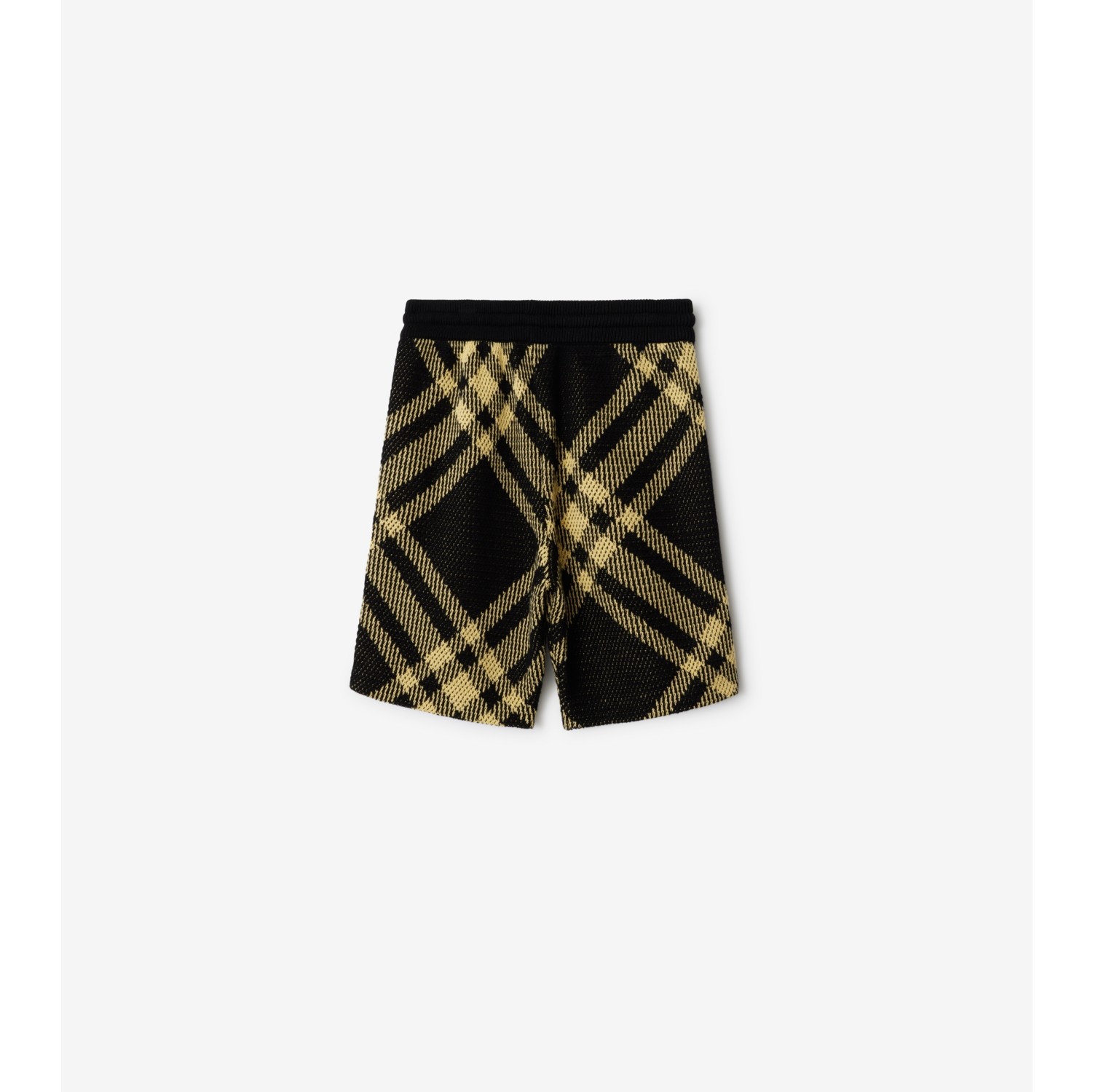 Check Cotton Mesh Shorts in Yellow Burberry Official