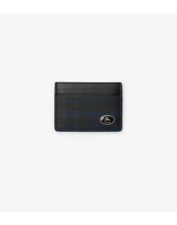 Check and Leather Folding Card Case in Charcoal - Men, Canvas | Burberry® Official