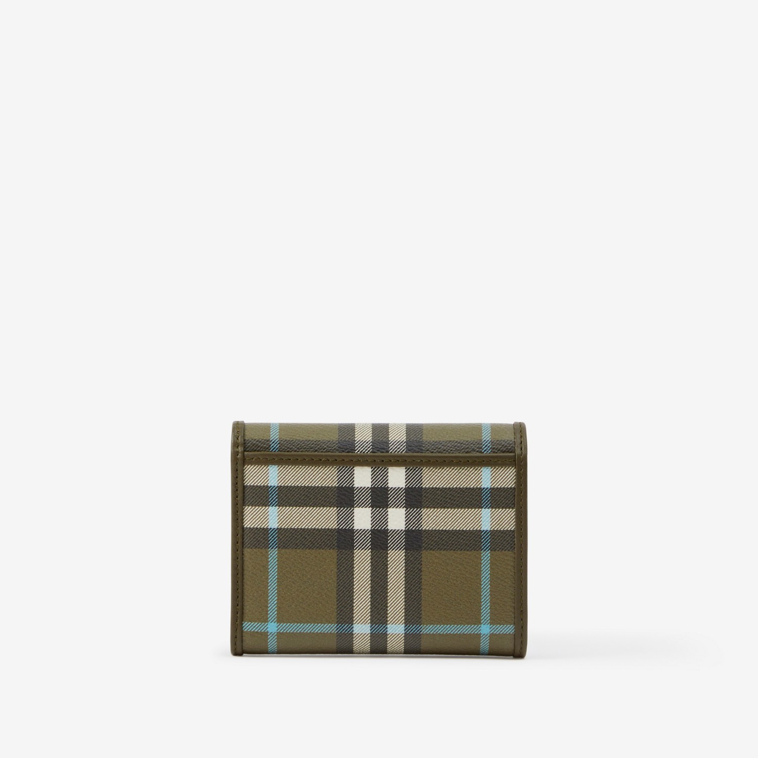 Check and Leather Small Folding Wallet in Olive Green - Women | Burberry® Official