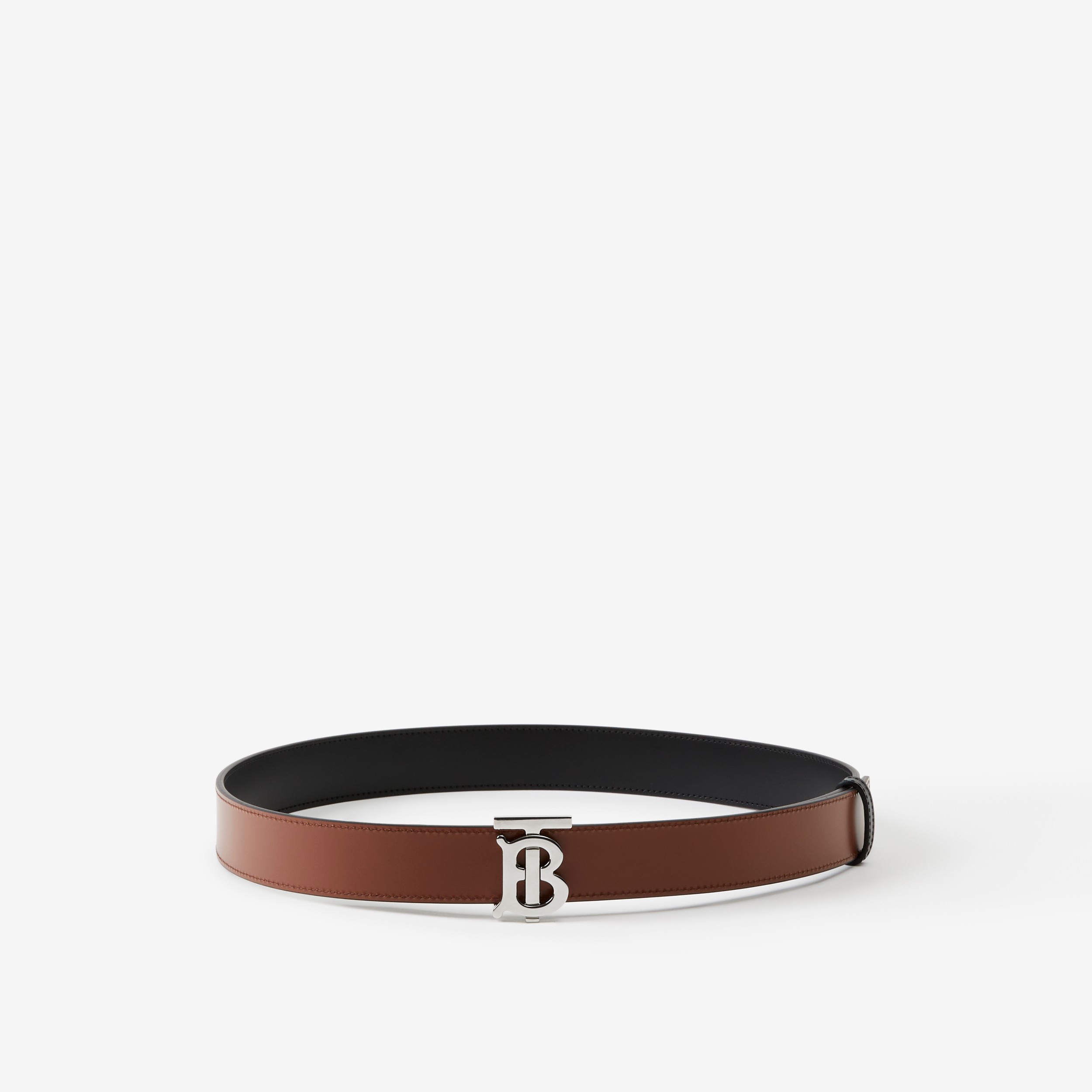 Leather Reversible TB Belt in Black/tan/silver - Women | Burberry® Official