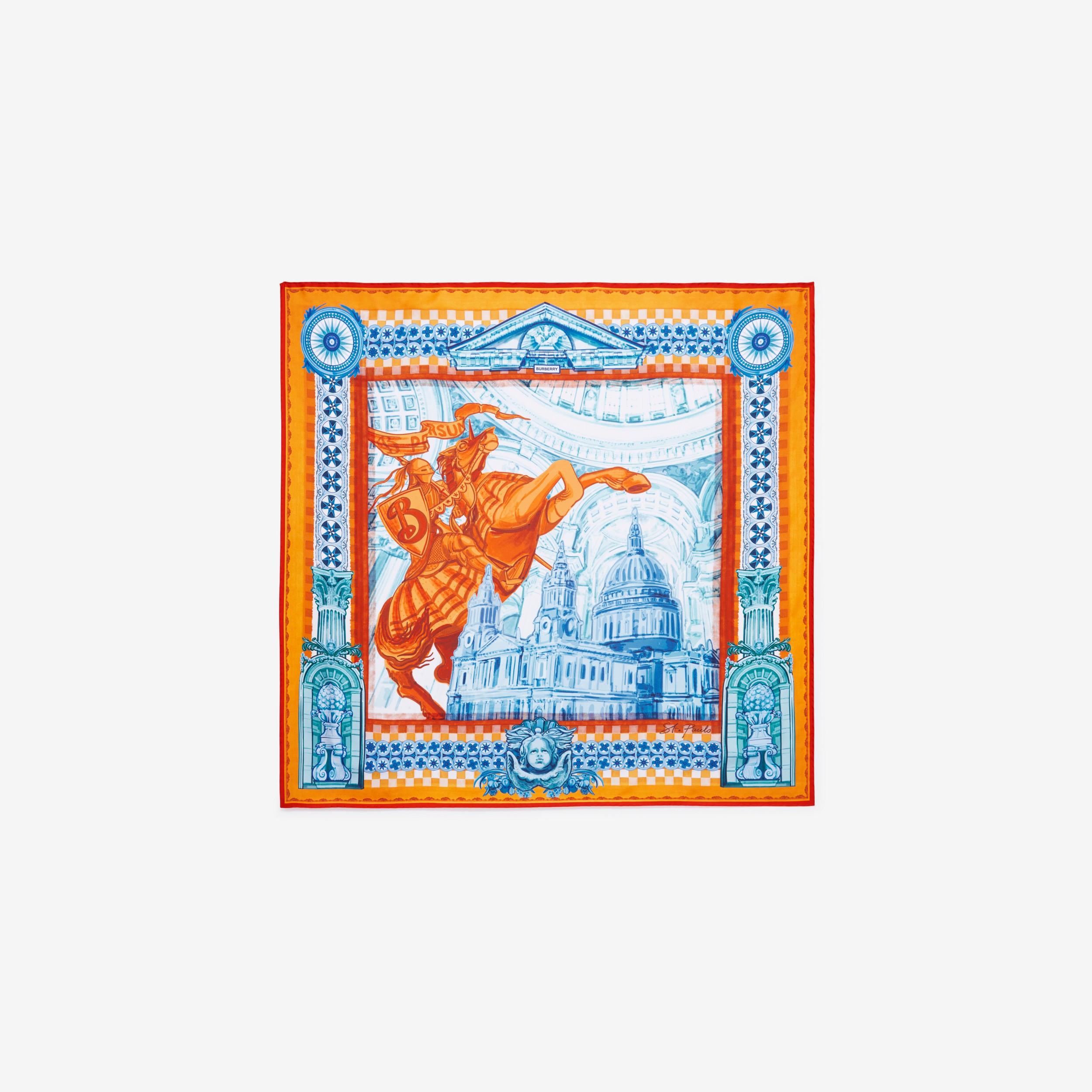 Pañuelo cuadrado en seda con motivo Equestrian Knight (Naranja) | Burberry® oficial - 2