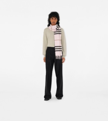 Check Cashmere Scarf in Pale candy pink Burberry Official