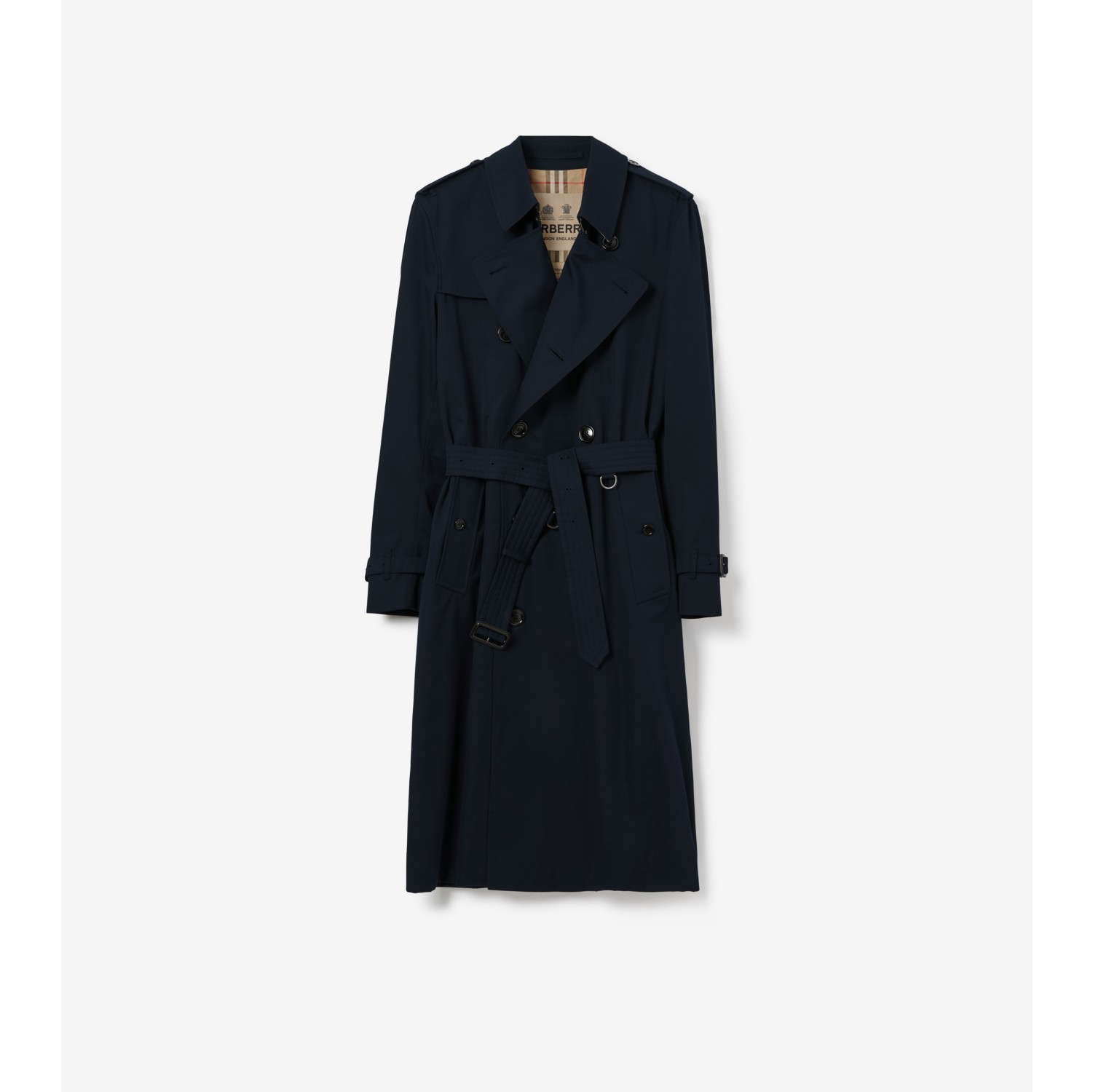 Long Kensington Heritage Trench Coat in Coal blue - Men, Cotton Gabardine | Burberry® Official