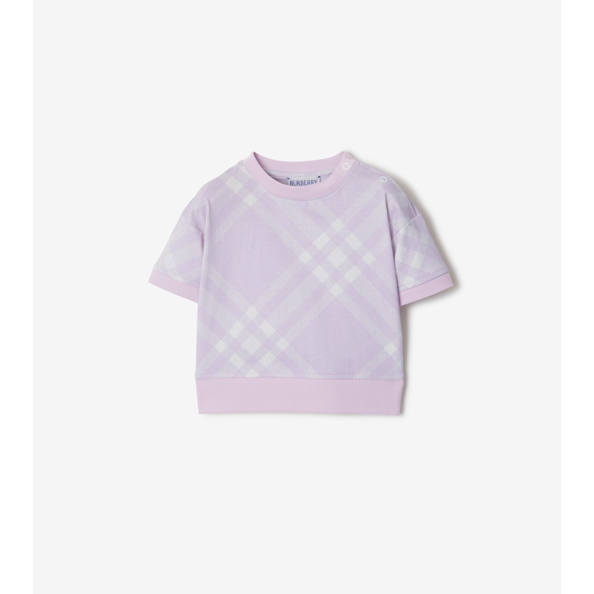Burberry Kids' Girl's Bias Pastel Check Short-sleeve T-shirt In Pastel Lilac Chec