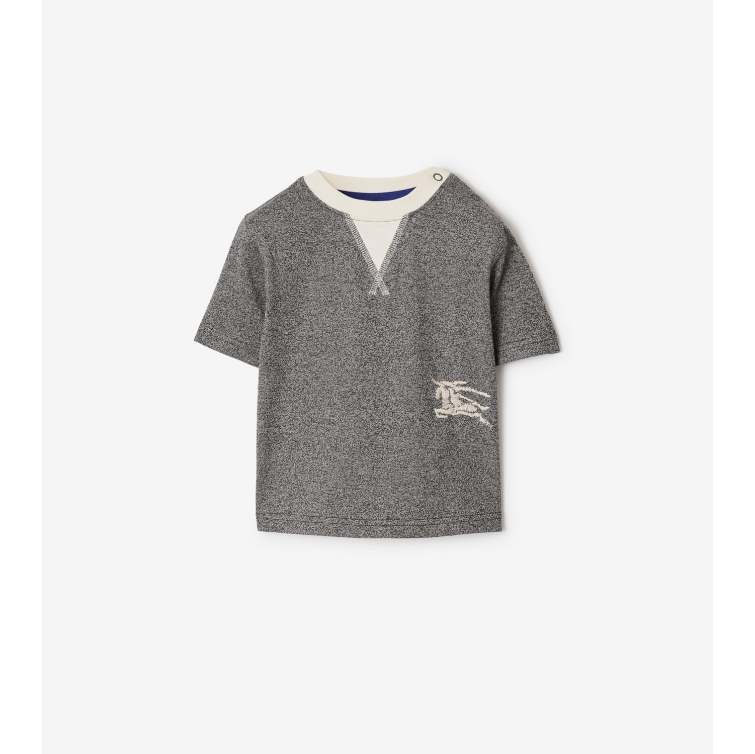 Two-tone Cotton T-shirt in Charcoal grey melange | Burberry® Official
