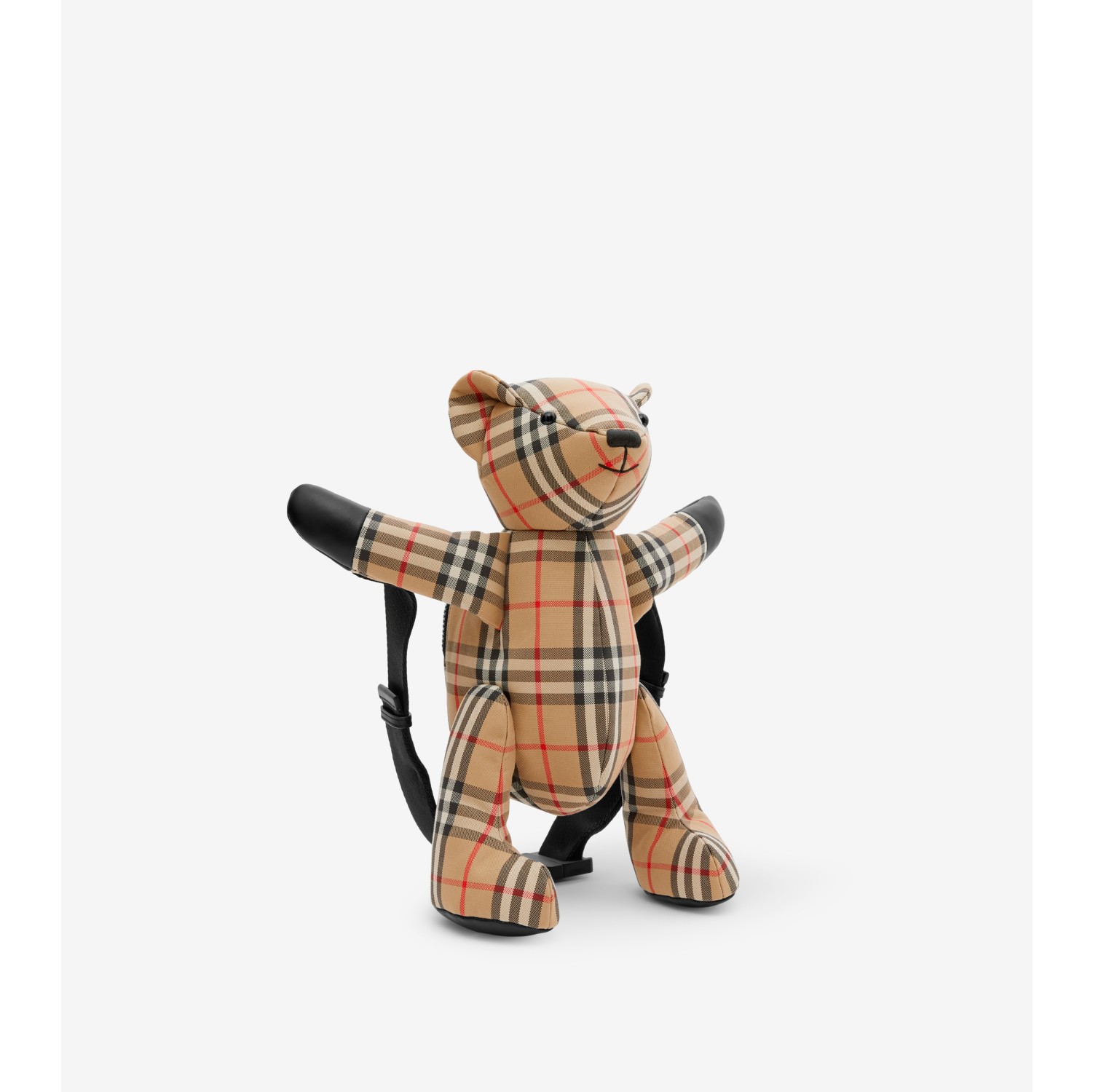 Checkered Pattern Functional Backpack With Cartoon Bear Bag Charm