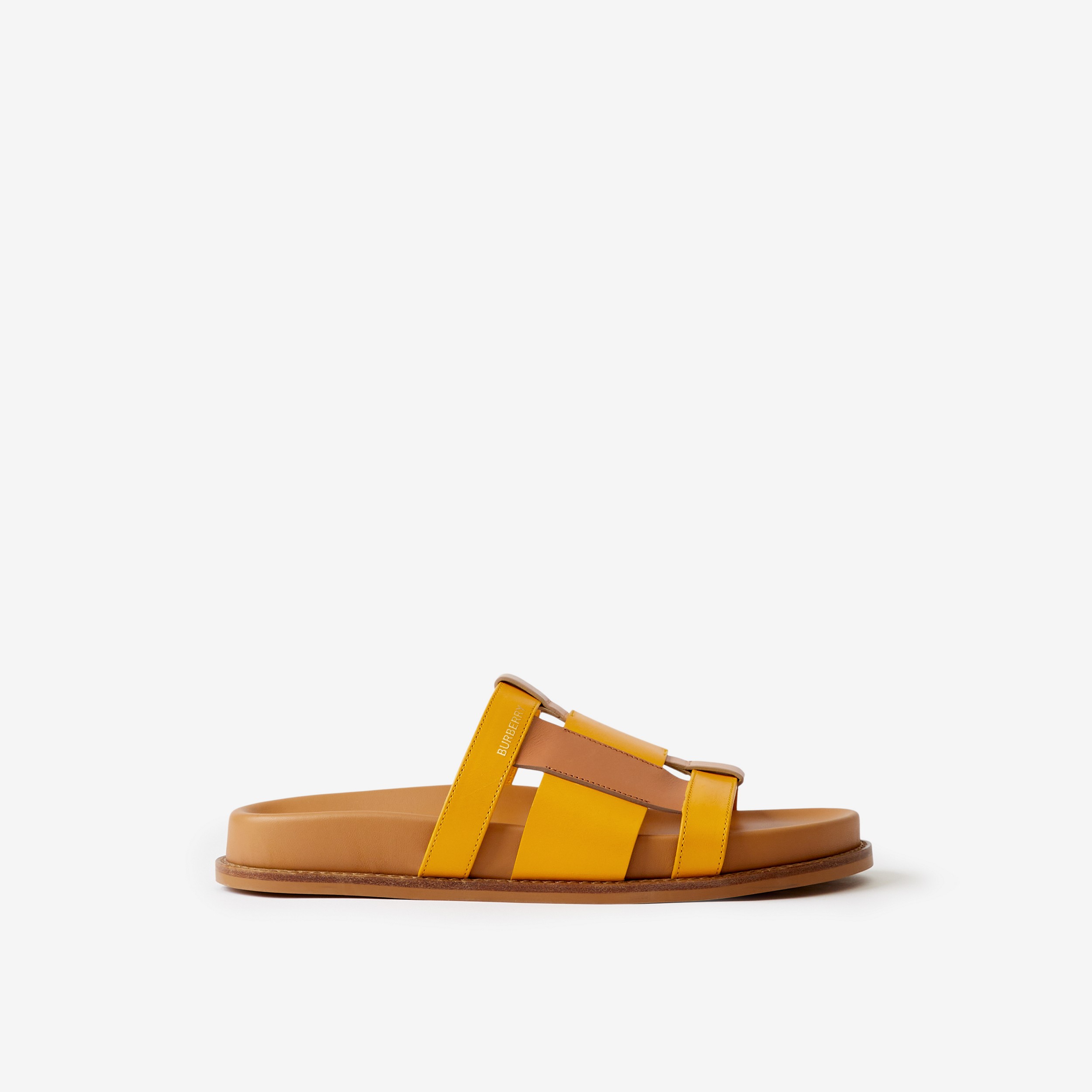 Woven Leather Slides in Marigold Yellow/maple Brown - Women | Burberry® Official - 1