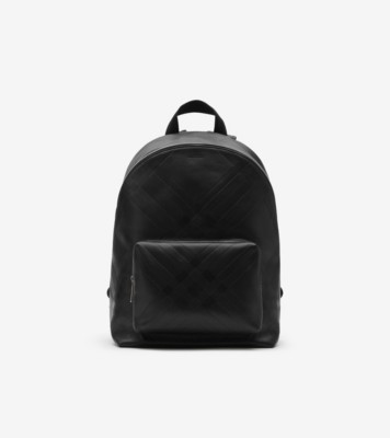 Embossed Check Backpack in Black - Men, Leather | Burberry® Official