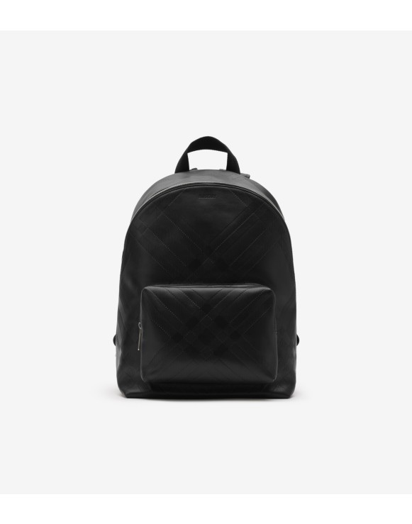 压花格纹双肩包