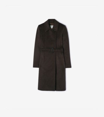 Wool Cashmere Tailored Coat in Dark sepia brown - Women | Burberry® Official