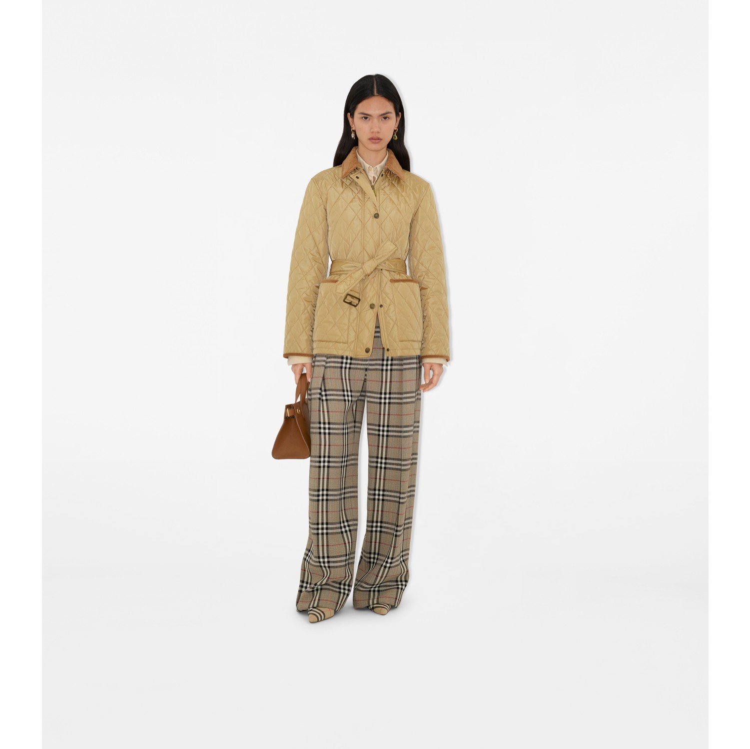 Quilted Nylon Jacket in Flax - Women | Burberry® Official