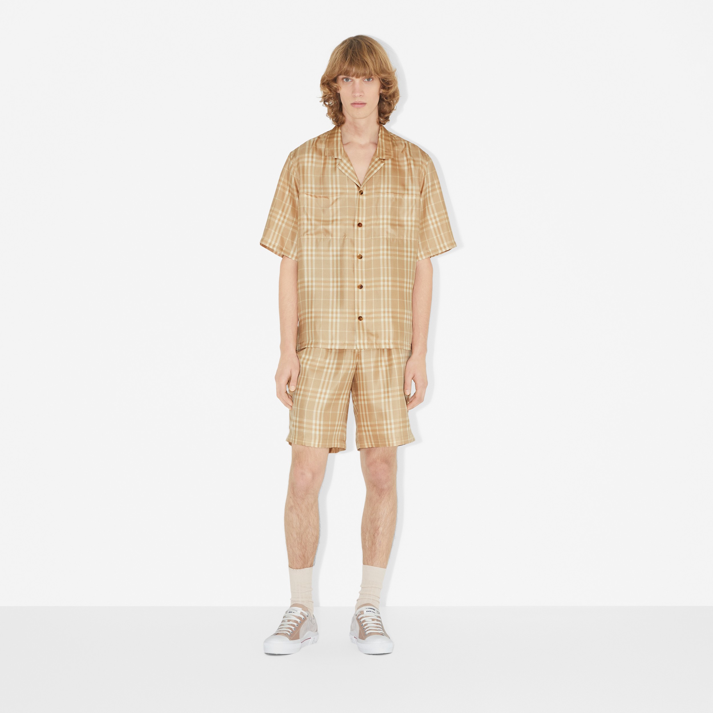 Vintage 格纹丝质睡衣式衬衫 (柔黄褐色) - 男士 | Burberry® 博柏利官网 - 2