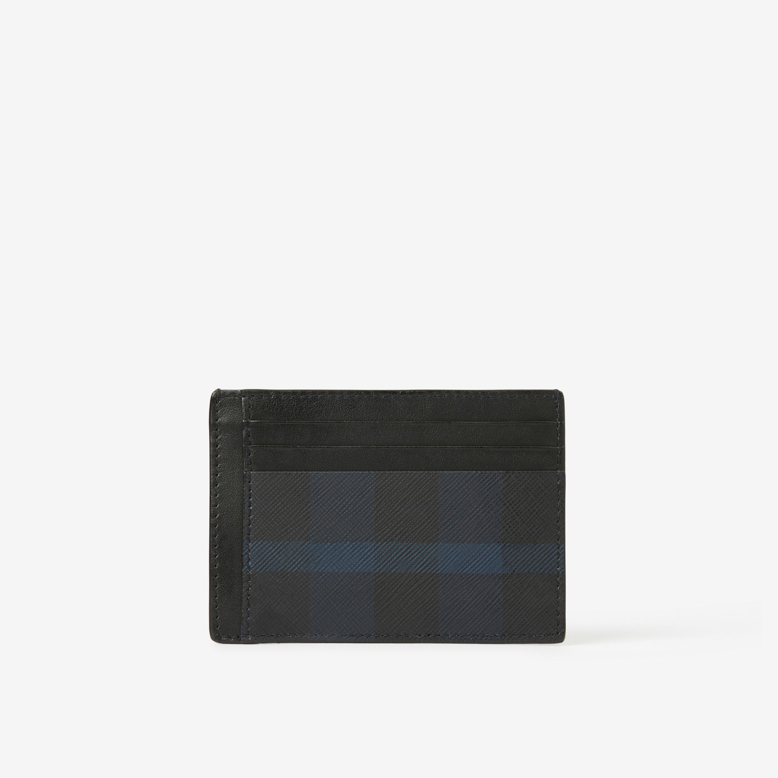 Exaggerated Check Money Clip Card Case in Dark Charcoal Blue - Men | Burberry® Official - 1