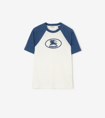 Knight Stamp Cotton Raglan T-shirt in Seashell white - Men | Burberry® Official