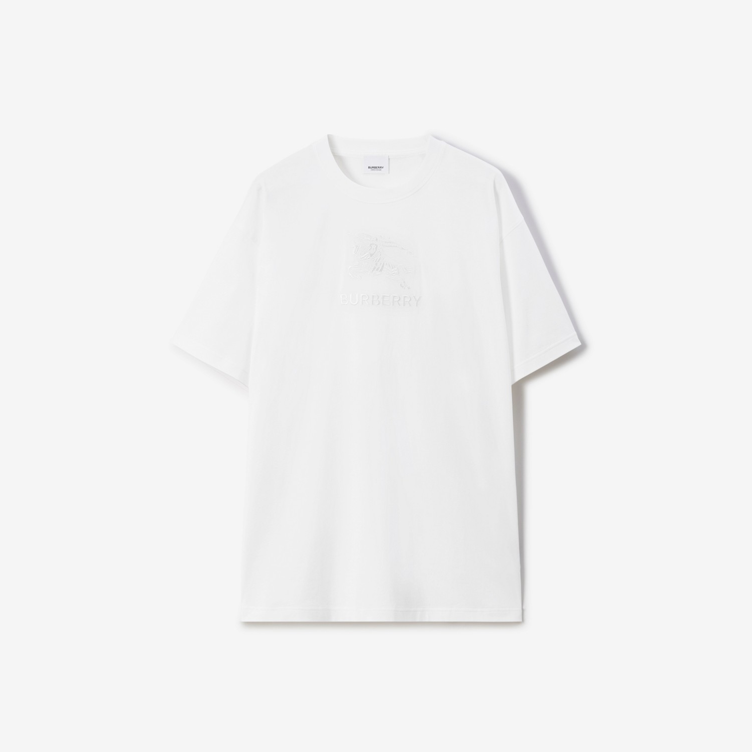 马术骑士徽标棉质 T 恤衫 (白色) - 男士 | Burberry® 博柏利官网