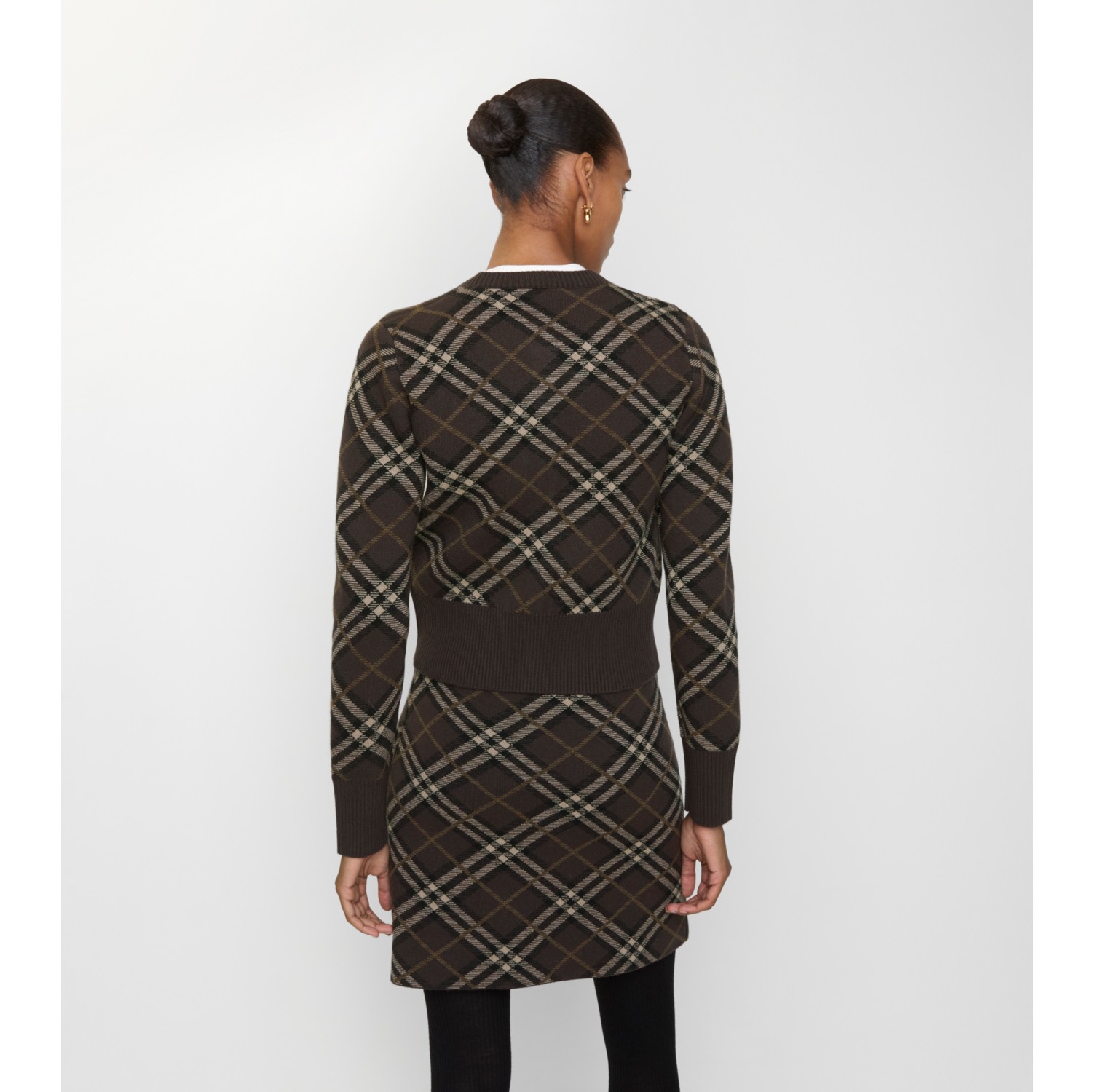 Check Wool Cashmere Cardigan in Truffle brown - Women | Burberry® Official