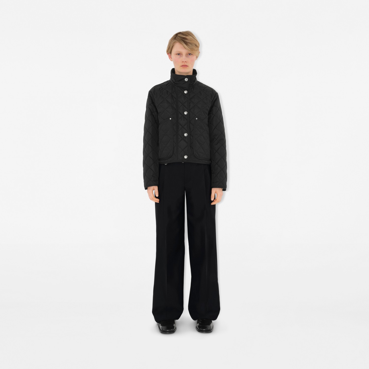 Cropped Quilted Nylon Jacket in Black - Women | Burberry Cropped Quilted Nylon Jacket in Black - Women | Burberry